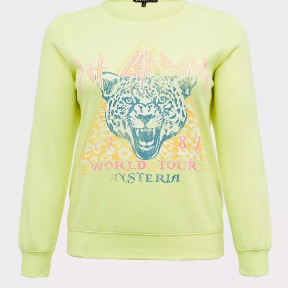 Def Leppard World Tour Neon Yellow Fleece Sweatshirt - Picture 3 of 4